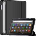 Fire HD 8 Tablet Case(12th/10th Generation,2024/2022/2020 Release),Soft TPU Cover Multi-Angle Stand Slim Smart Shell with Auto Wake/Sleep for Fire HD 8 & HD 8 Plus, Not fit Nokia iPad 8" Tablet- Black