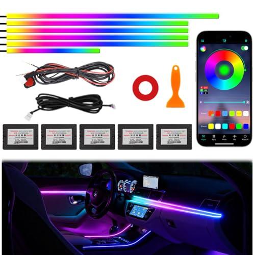 Acrylic Interior Car Ambient Lighting Kits, LED Strip Lights with Wireless APP, Neon Fiber Optic Lights Function LED Strip for Car with Music Modes (6 in 1)