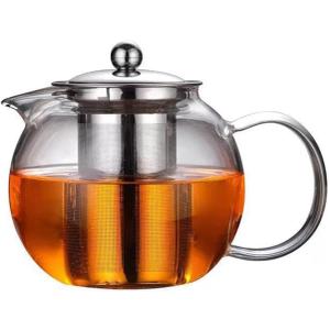Glass Teapot with Removable Infuser Stovetop & Microwave Safe Borosilicate Clear Glass Teapot (22OZ) (22OZ / 650ML)