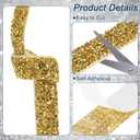 uxcell 4 Yards Resin Rhinestone Ribbon, Self-Adhesive Bling Crystal Ribbon Strips for Wedding Birthday Party DIY Crafts Decorations, Gold