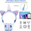 TCJJ Sparkly Unicorn Headphones for Girls, Wired Headset with Mic, HD Stereo Sound, Foldable Over-Ear Headphones,Tangle-Free Cord for School, Travel, Tablet-Ideal Christmas & Birthday Gift for Girls