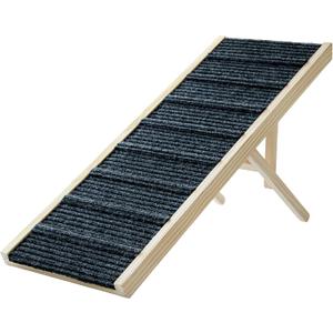 Dog Ramp for Bed, 43.5" Long Wooden Foldable Dog Ramp, 6 Adjustable Heights from 14" to 26" with Anti-Slip Traction Mat, Portable Pet Ramp for Car, Bed, Couch, Max 200lbs - 43.5inch
