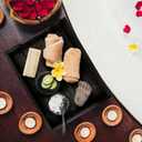 Ottoman Serving Tray | Decorative Coffee Table Tray with Handles  17x13 Inch Wooden Tray with 4 Coasters for Breakfast, Kitchen & Bar (Black)