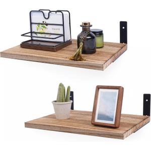 Floating Shelves Wall Mounted Rustic Wood, 12Inch Deep, Large Capacity Hanging Shelf for Home Decor(Living RoomKitchenBedroomLaundry),Storage Display Wall Shelves (Light Brown), FRA-002