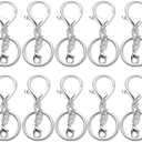 10 Pack a Set Metal Lobster Claw Clasps and Key Rings, Key Chain Accessories, Keychain Making kit for Keys, Art Crafts, Jewelry Making, Silver