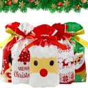 Tuzuaol 50 PCS Christmas Drawstring Goodies Bags Christmas Treat Bags Candy Bags for Xmas Gift Wrapping Party Favor