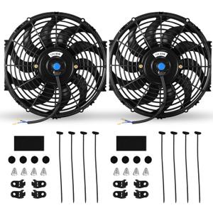 12" Universal Electric Radiator Fan Push Pull Slim Fan High Performance Cooling Fan 80W12V Mount Kit 2PCS