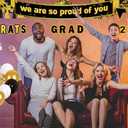 58pcs Graduation Car Decorations 2026 Set Black Gold Magnets Tinsel Garlands Banners Balloons Kit for Class of 2026 Party, Parade Float, Indoor Outdoor Hanging Decor