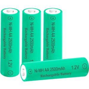 1.2V Rechargable AA 2500mAh High Performance Pre-Charged Ni-MH Batteries Lasting Long for Electronic Toy Solar Lights,4 Packs
