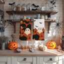 Artoid Mode Black Pumpkin Ghost Halloween Bar Kitchen Towels, 12x24 Inch Quick Dry Microfiber Cloth Dish Towels for Kitchen Drying Set of 2 (Orange)