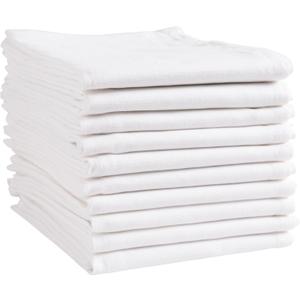 KAF Home White Kitchen Towels, 10 Pack, 100% Cotton - 20 x 30, Soft and Functional Multi-Purpose, Baking, Cooking, Cleaning, Printing, Monogramming, and Embroidery (Plain Weave)