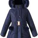 Girl Winter Dress Coats Hooded Fleece Jacket Warm Outwear Waterproof Heavy Parka 150