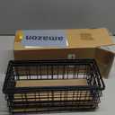 TIEYIPIN Farmhouse Decor Metal Wire Storage Baskets, Wood Base Containers Organizing Basket Caddy Bin for Kitchen Cabinets, Bathroom, Pantry, Garage, Laundry Room, Closets - Small - Black (Set of 3)