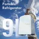 9L Mini Fridge for Bedroom - Car, College Dorm Room & Office Desk 12v Portable Cooler Warmer Skincare, Beauty Makeup, Drinks, Food AC/DC Small Refrigerator with Glass Front, 110 Volts, Black, W9.6" x H14" x D10.6