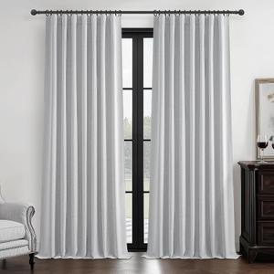 Light Grey Blackout Curtains 108 Inch Length 2 Panels Set for Bedroom, Modern Faux Linen Room Darkening Pleated Gray Burg with Rod Pocket Back Tab Insulated Curtain for Office Sunroom (50"Wx108"Lx2 )