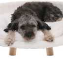 BingoPaw Elevated Pet Bed,Nordic Cat Stool with Cozy Pad Waterproof,Dog Chair with Sturdy Wood Legs for Small Doggy Cats (Round - 22"(dia)x13")