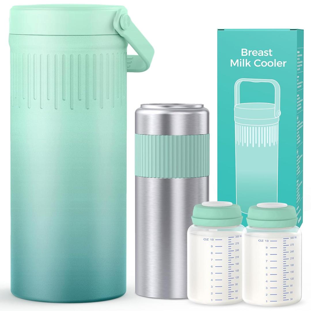 Xaproo 22oz Stainless Steel Breast Milk Cooler Bottle, Large Capacity Portable Breastmilk Chiller with 2pcs Storage Bottle, 24 Hours Cooling Baby Feeding Essentials for Work Travel, BPA-Free