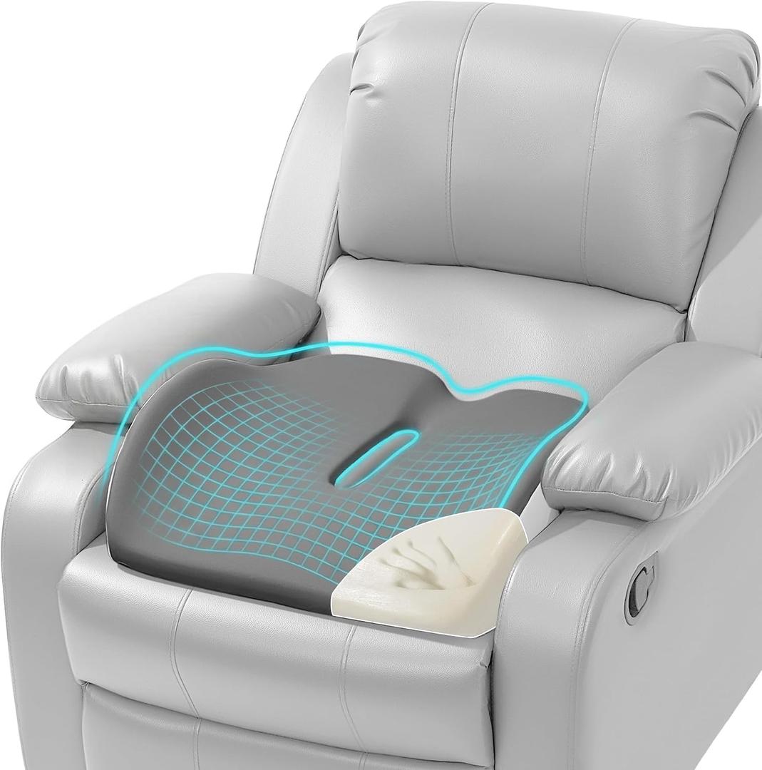 ROYALAY Ergonomic Recliner Cushions for Elderly, Memory Foam Recliner Cushions for Long Sitting, Chair Seat Pad for Back Pain with Detachable Cover(Grey), One Size