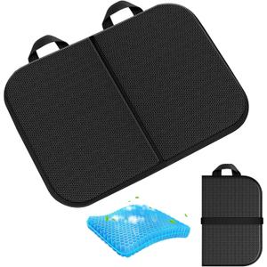 Gel Seat Cushion (16.5" x 12")  Portable & Foldable Travel Cushion for Airplane, Stadium, Camping, Movies, & Garden  Relieves Sedentary Pain, Supports Long Sitting Periods (Black)