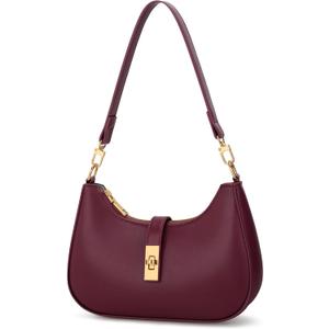 KKXIU Shoulder Bag for Women Cute Hobo Handbag and Vegan Leather Retro Small Clutch Purse with Zipper (Wine)