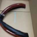 BDK Black/Dark Wood Grain Soft Leather Grip Big Rig Steering Wheel Cover for Trucks 18" Inch Large (Cherry Wood)