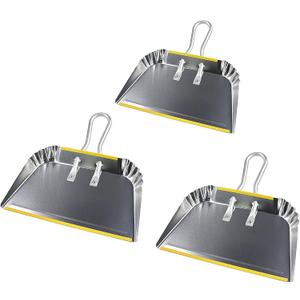 PHYEX 3-Pack 17" Heavy Duty Metal Dust Pans, Wide Dustpans for Household, Easy to Assemble