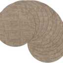 13" Round Placemats Set of 12, Reversible Faux Leather Heat Resistant Table Mats, 100% Waterproof Oilproof Wipeable Table Protective Placemats for Vinyl, Washable for Indoor (12, Light Coffee)