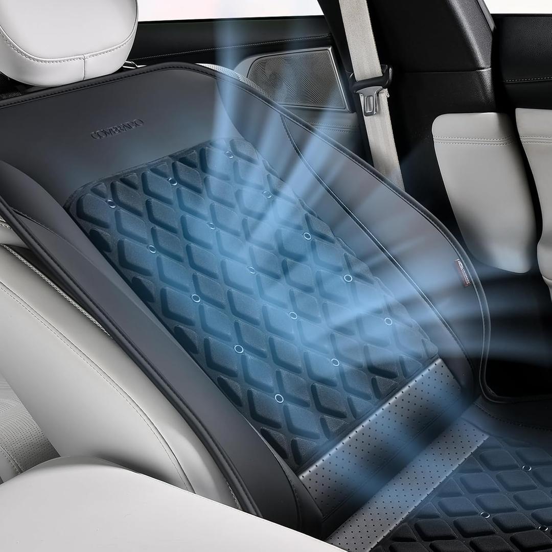 Coverado 2026 Enhanced Ventilated Car Seat Cushion, 12V-24V Electric Cooling Seat Cover, Automotive Universal Fit for Sedan SUV Truck, Matte Black