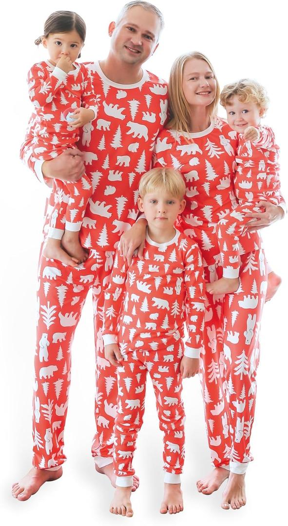 VAENAIT BABY Kids Adult Couple Family Matching Christmas Pjs Xmas Holiday Buffalo Plaid Sibling Pajama Set (Polarbear) XL