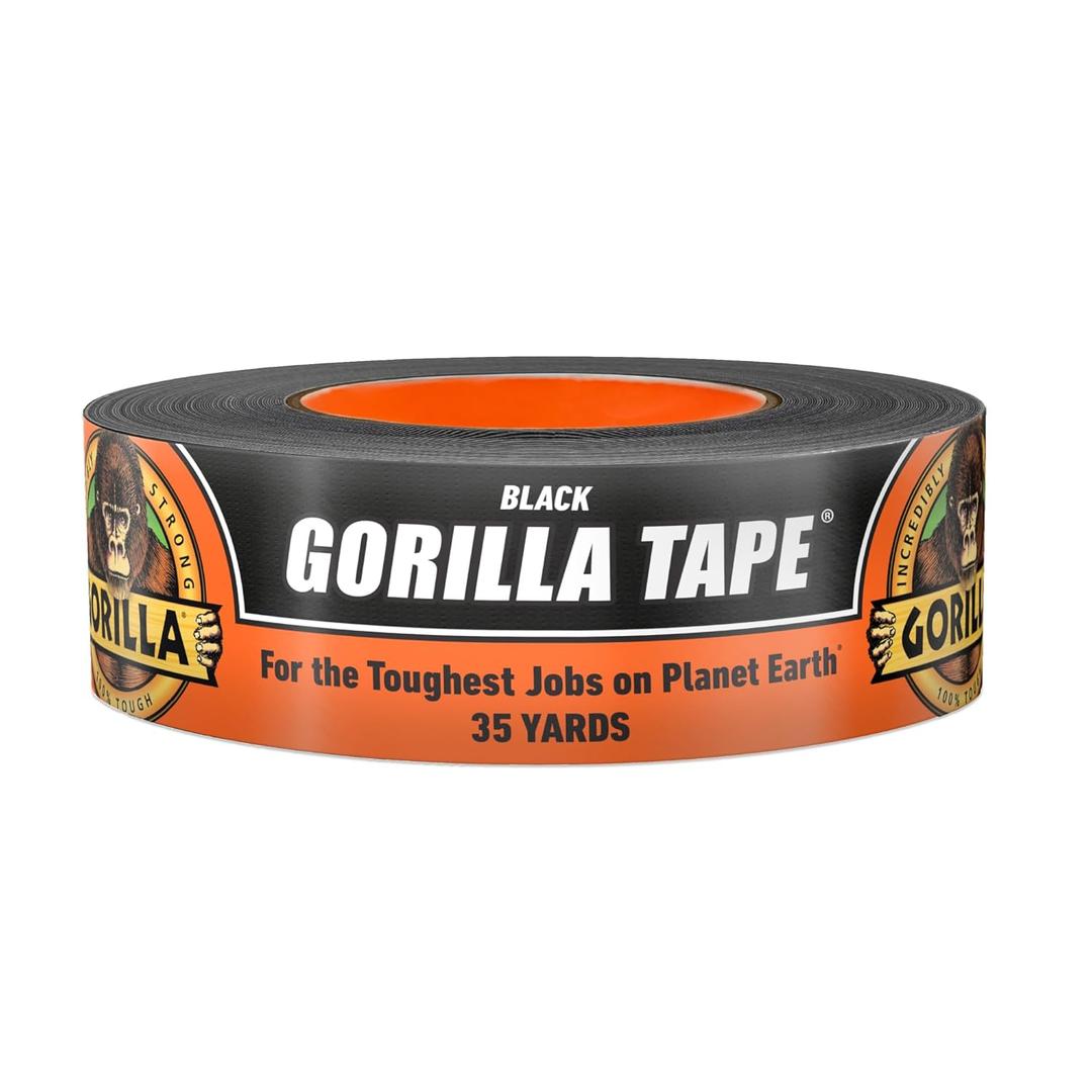 Gorilla Duct Tape, Black Tape, 1.88" x 35 yd (Pack of 1) - Heavy Duty and Weather Resistant for Indoor or Outdoor