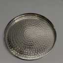 MyGift 11 Inch Deluxe Hammered Silver Round Decorative Tray - Aluminum Plated Serving Display Platter and Vanity Tray - Handcrafted in India