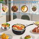 Dezin Hot Pot Electric with Steamer Upgraded, Non-Stick Saut Pan, Rapid Noodles Electric Pot, 1.5L Mini Pot for Steak, Egg, Fried Rice, Ramen, Oatmeal, Soup with Power Adjustment, Black