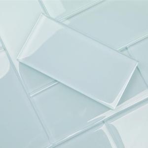 Lovdeco Soft Blue Glass Subway Tile, Glass for Bathroom Kitchen Shower Backsplash Wall, 3 x 6 Inches, 4 Sq.Ft.