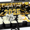 AmazingSpark Graduation Gift Box for Flowers with Congrats Grad Class of 2025 Sticker,Fillable Cardboard Letter Grad Box with Ribbon for Bouquet Chocolate Candy Snack Graduation Party Favor(Gold)