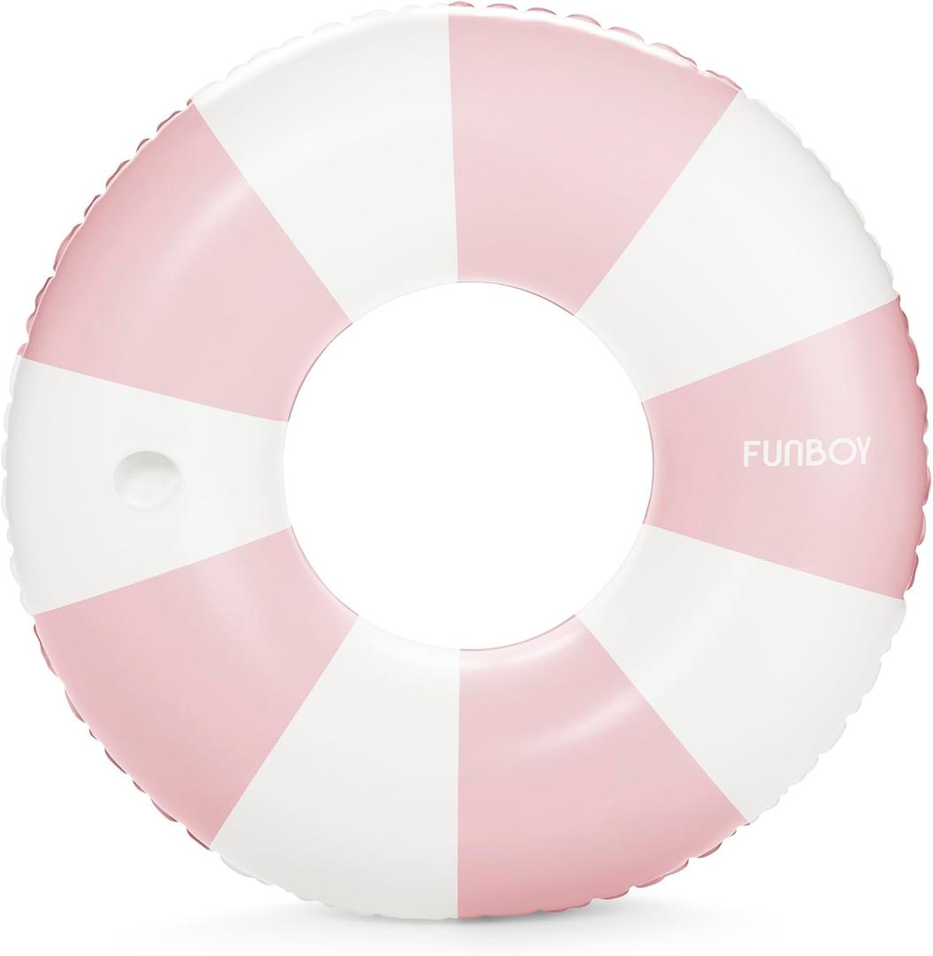 FUNBOY Giant Vintage Stripe Inflatable Tube Pool Float with Cup Holder 48" Large Pool Float for Adults Inner Tube Swimming Pool Toys Swim Rings Pool Lounger Float for Pool Party & Summer