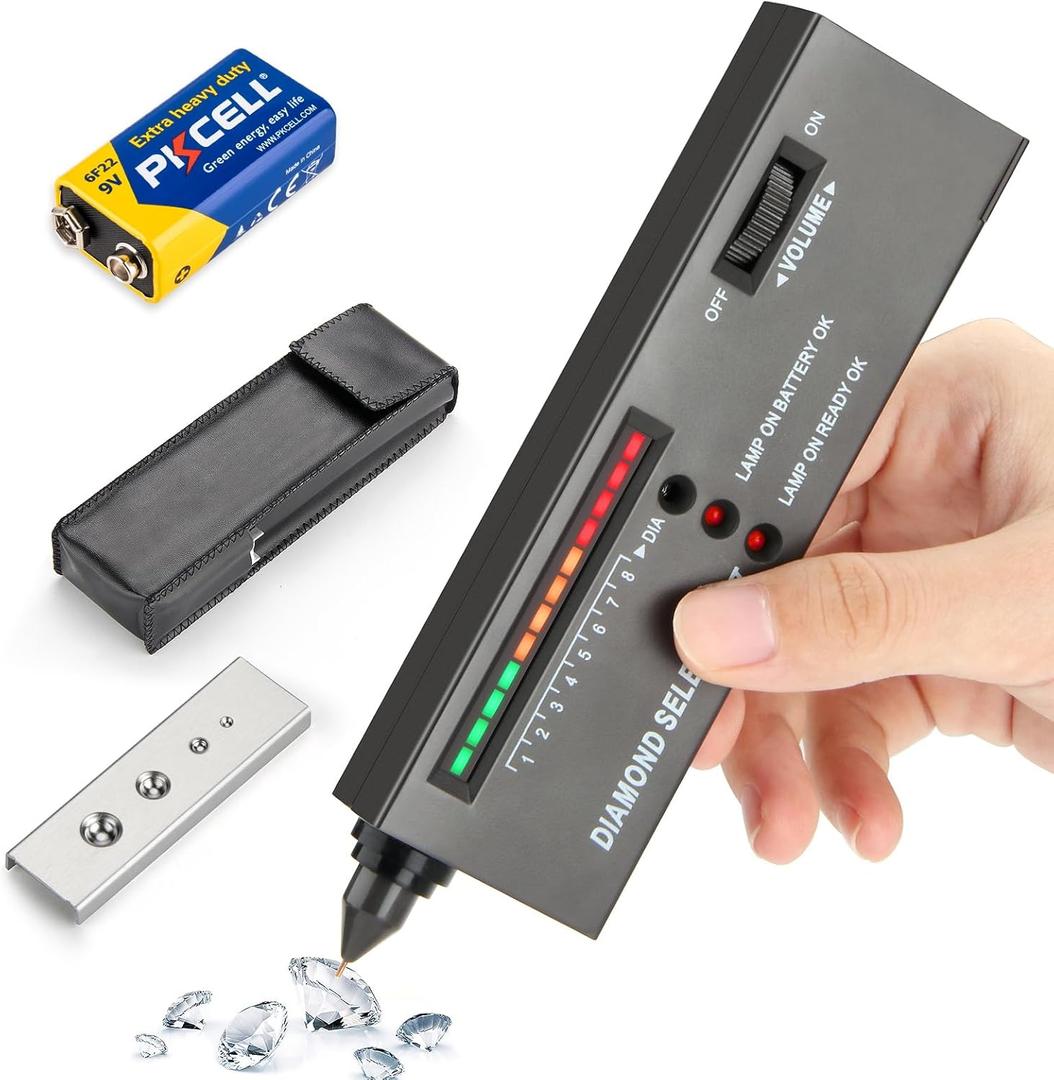 Diamond Tester, Professional Jewelers' Gemstone Detector, High Accuracy Diamond Tester Pen Professional (Metal Detection Limitation) (Battery Powered)