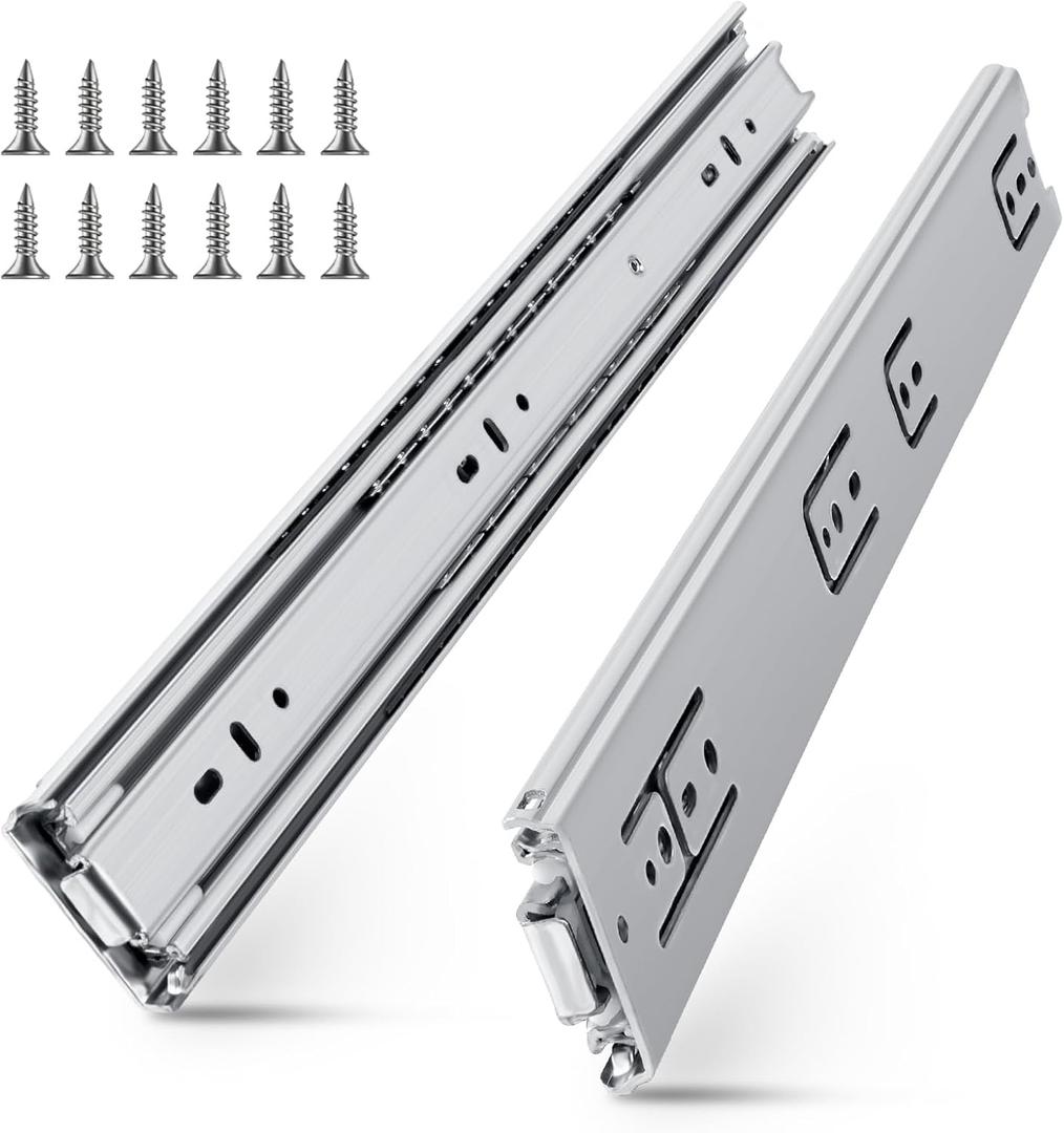 SLIDEWAY 200 Lbs Heavy Duty Drawer Slides 1 Pair 34 Inch Full Extension Ball Bearing Sliding Rails Cabinet Runners Tracks Tool Box Glides