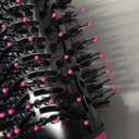 Dual Voltage Hair Dryer Brush with Negative Ion Anti-frizz Styler - Hot Air Volumizer for 110V-120V/220V-240V European and Travel Use (Black/Rose Red)