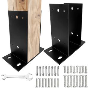 2pcs Adjustable 6x6 6x8 Post Base,11 Gauge Welds Steel Post Anchor Bracket for Pergolas Pole Barns,Concrete Support Post Anchor Bracket for Terrace Railing, Fence,Mailbox,Porch