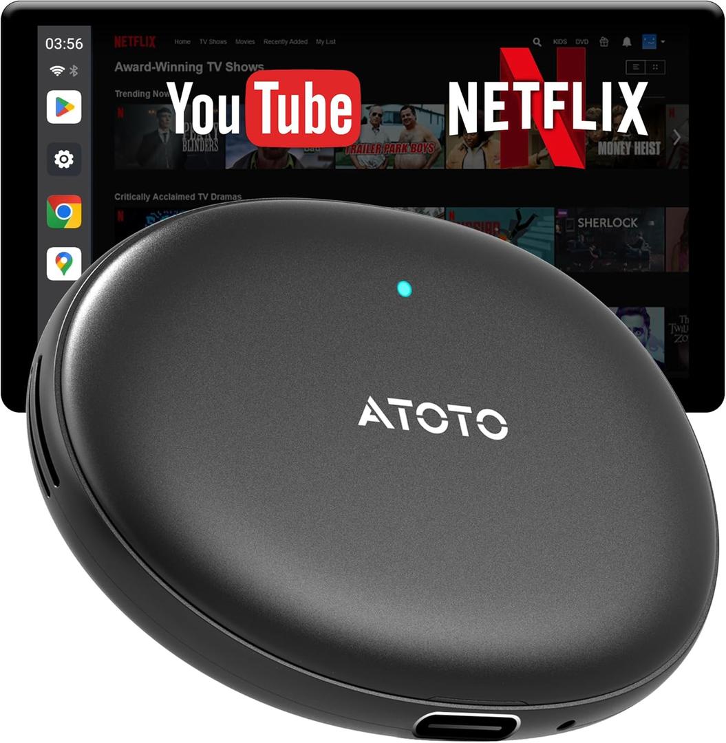 Wireless CarPlay Adapter Android Auto - Smart AI Magic Video Box with Built-in Android Multimedia System, Enjoy Video & Music Apps, Navigation, AI Voice, Plug & Play for Factory Wired CarPlay Car