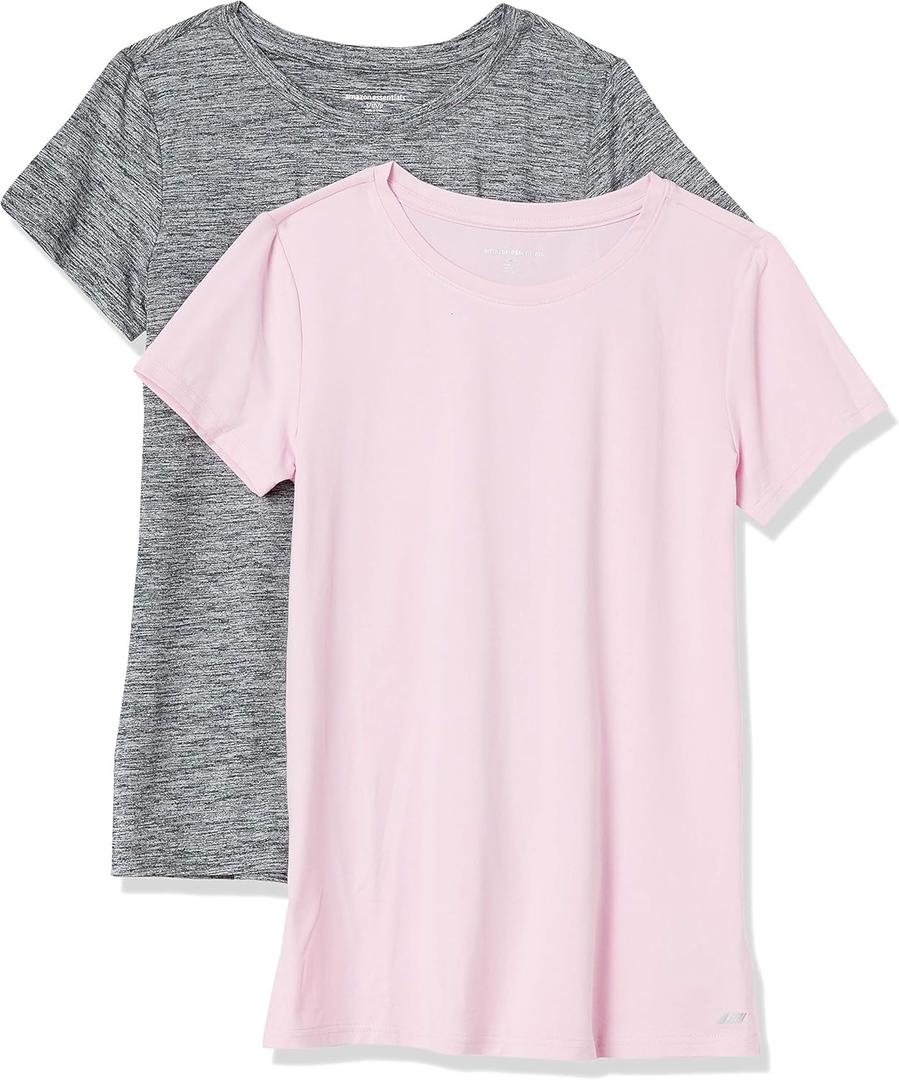 Amazon Essentials Women's Active Quick Dry Tech Stretch Short-Sleeve Crewneck T-Shirt (Available in Plus Size), Multipacks (XS)