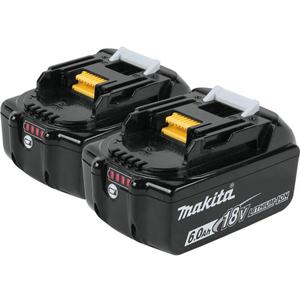 Makita BL1860B-2 18V LXT Lithium-Ion 6.0Ah Battery, 2/pk, Black