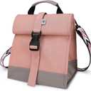 SUNNY BIRD Insulated Lunch Bag Pink Lunch Box Small Cooler Bag for Women, Girls, Adults and Teens (Pink with pink shoulder strap)