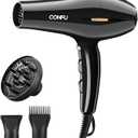 CONFU Professional Hair Dryer with Diffuser and Concentrator, 1875W Powerful Blow Dryer for Women Fast Drying and Quiet, Lightweight Hairdryer with Comb Nozzle for Curly Hair, Brown