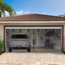 16x7Ft Garage Door Screen 2 Car, Heavy Duty Fiberglass Mesh Magnetic Screen Net, Hands Free Retractable Screen Door with 40 Magnets for Patio, Gym, Porch-192x84IN
