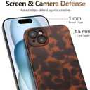 Cute Phone Case for iPhone 15 Case, [with 2X Screen Protector] Tortoise Shell Pattern Leopard Full Camera Protective Slim Shockproof Cool Trendy Aesthetic - Brown Leopard