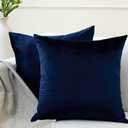 Encasa XO Velvet Throw Pillow Covers 12x12 in (30x30 cm) - Navy Blue - Set of 2 No Inserts, Only Pack of 2 Cases | Soft Square Decorative Euro Shams Cushion Cover for Couch, Sofa