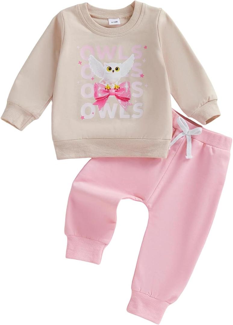Afunbaby Spring Baby Girl Clothes Toddler Girl Outfit Crewneck Sweatshirt Long Sleeve Shirt Pants Winter Clothing Set