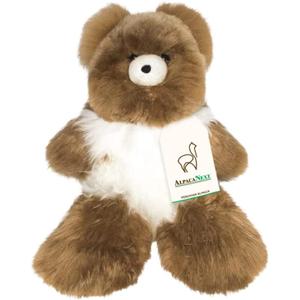 Alpaca Bear Stuffed Animal Crafted in Luxury Alpaca Wool Hypoallergenic & Ultra-Soft Toy Perfect for Cute Nursery Decor and a Huggable Gift (Brown & White, 18 inches)