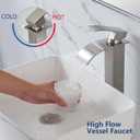 Tall Bathroom Vessel Sink Faucet, Brushed Nickel Tall Waterfall Single Handle 1 Hole Bathroom Vessel Sink, Bowl Wash Basin Lavatory Vanity Faucets with Pop-up Drain